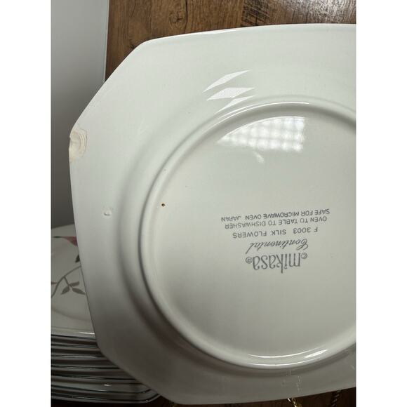 Mikasa Dessert Side Plates 7" Continental Silk Flowers Octagonal Set of 8 F3003 - Picture 4 of 4